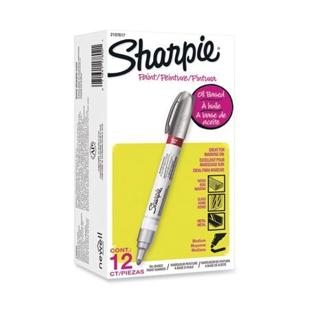 Sanford Sharpie, PERMANENT PAINT MARKER, MEDIUM BULLET TIP, SILVER, DOZEN 2107617